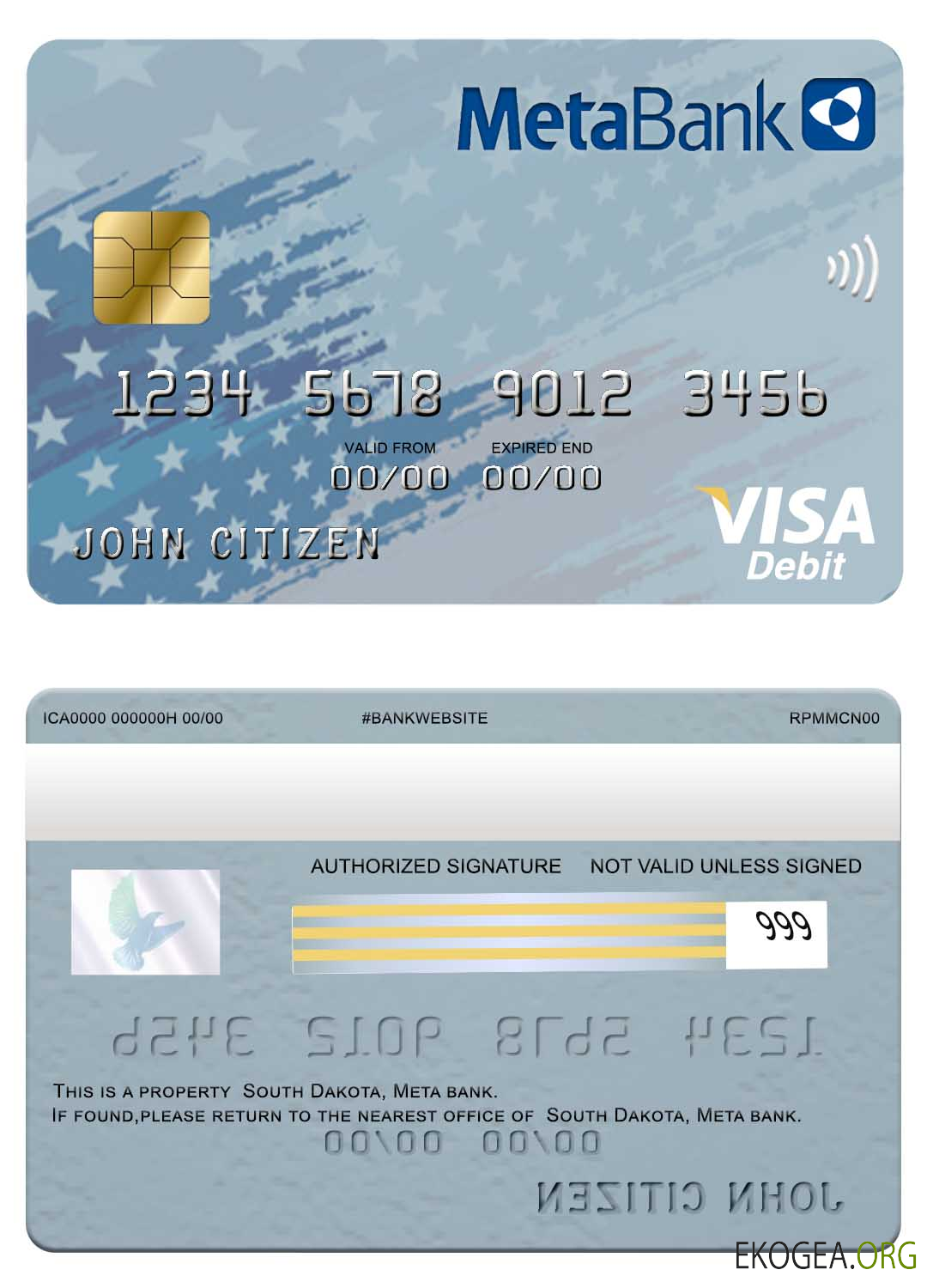 USA Dakota du Sud, Metabank, carte visa